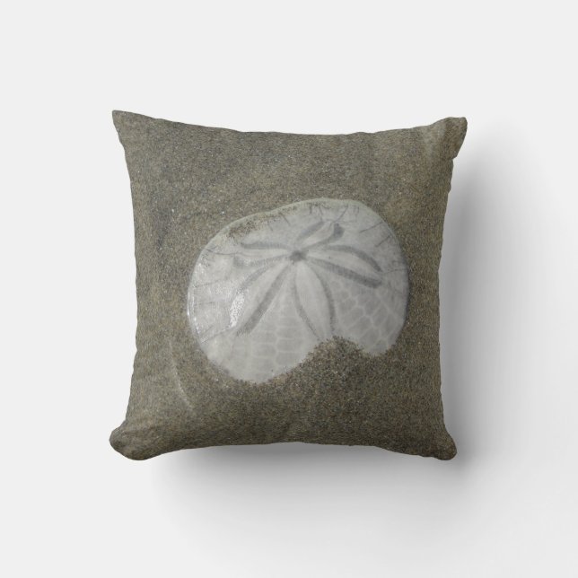 Sand Dollar Photo Wet Sand Beach Nature Coastal Throw Pillow (Front)