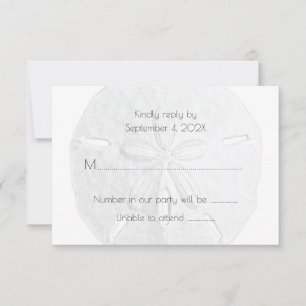 Sand Dollar RSVP Simple Neutral Beach Wedding Card