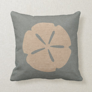 Sand Dollar Sea Shell Beach Blue Throw Pillow