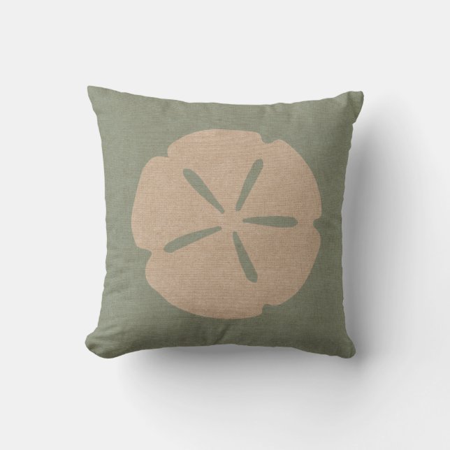 Sand Dollar Sea Shell Seafoam Green Throw Pillow (Front)