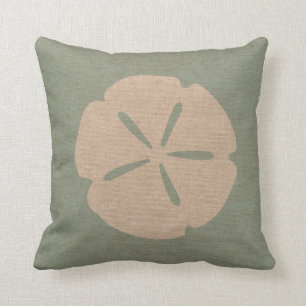 Sand Dollar Sea Shell Seafoam Green Throw Pillow