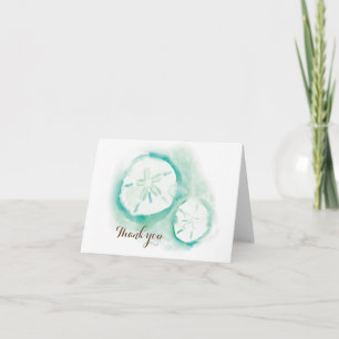 Sand Dollar Seafoam Thank You Card