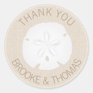 Sand-dollar Seashell Beach Wedding Classic Round Sticker