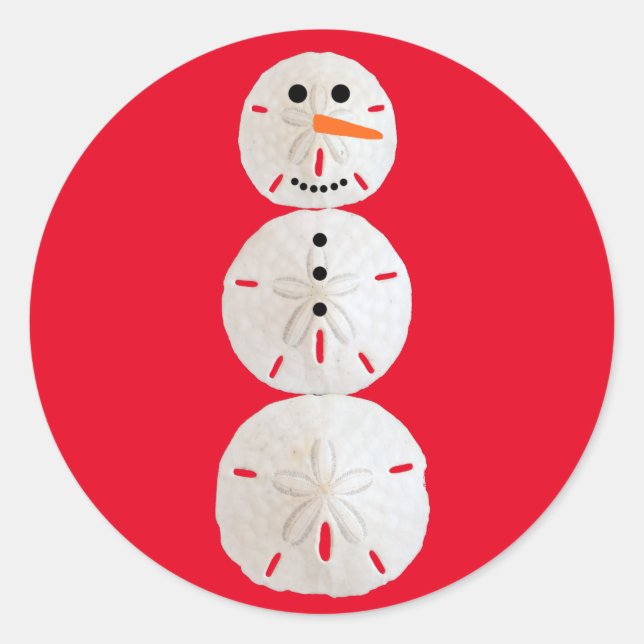 Sand Dollar Snowman Classic Round Sticker (Front)