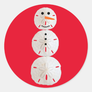 Sand Dollar Snowman Classic Round Sticker