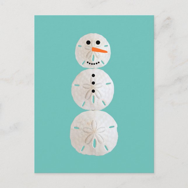 Sand Dollar Snowman Postcard (Front)