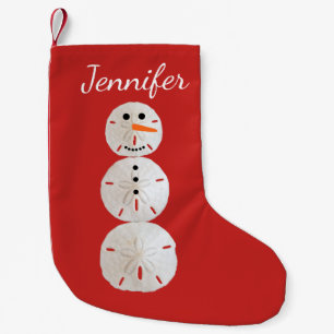 Sand Dollar Snowman Small Christmas Stocking