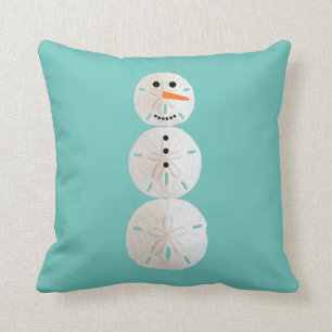 Sand Dollar Snowman Throw Pillow
