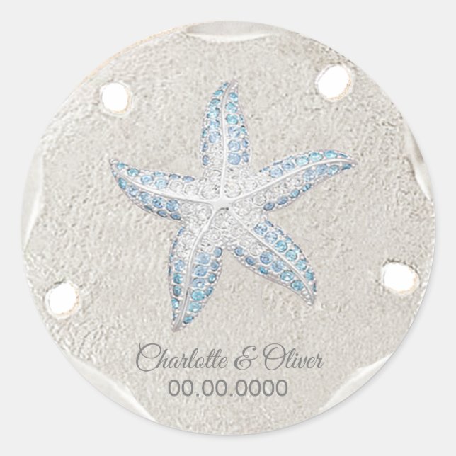 Sand Dollar Starfish Gem Classic Round Sticker (Front)