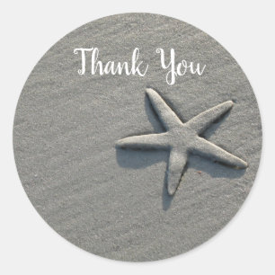 Sand Dollar Starfish Ocean Beach Thank You Classic Round Sticker