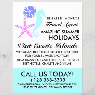 Sand Dollar, Starfish, Seahorse, Travel Agent Flyer