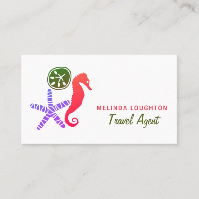 Sand Dollar, Starfish, Seahorse, Travel & Tourism  Business Card (Front)
