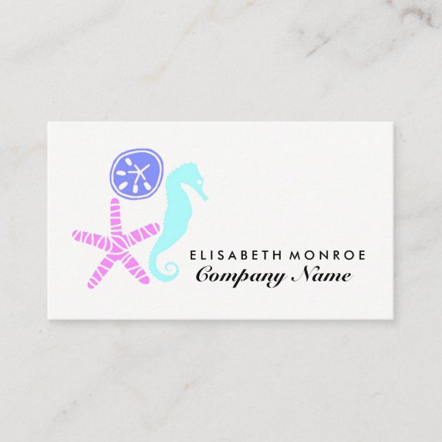 Sand Dollar, Starfish, Seahorse, Travel & Tourism Business Card (Front)
