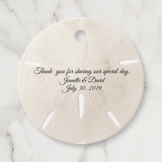 Sand Dollar Wedding Favour Favour Tags (Front)