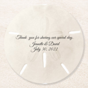 Sand Dollar Wedding Favour Round Paper Coaster