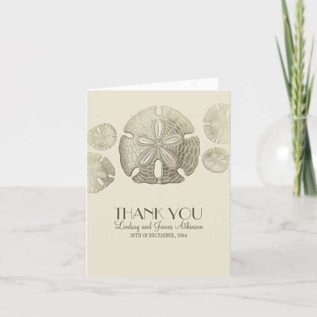 Sand Dollar wedding thank you cards (Front)