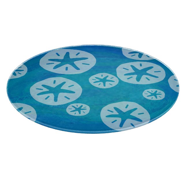 Sand Dollar White and Blue Pattern Cutting Board (Corner)