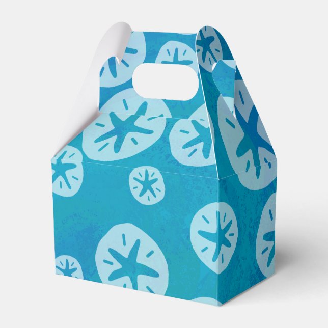 Sand Dollar White and Blue Pattern Favor Box (Front Side)
