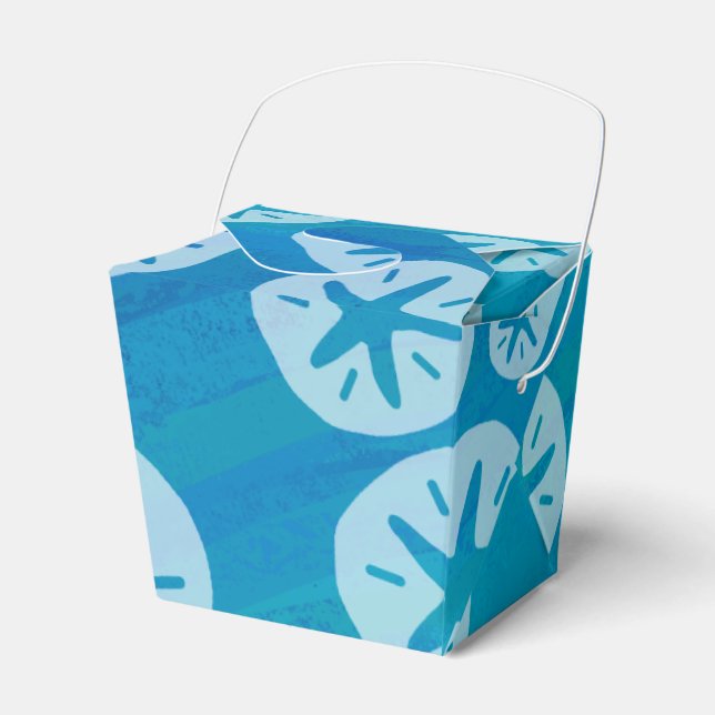 Sand Dollar White and Blue Pattern Favor Box (Front Side)
