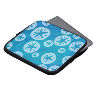 Sand Dollar White and Blue Pattern Laptop Sleeve