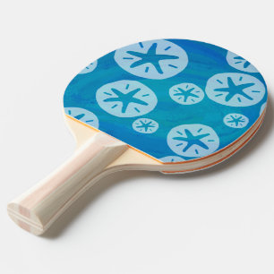 Sand Dollar White and Blue Pattern Ping Pong Paddle