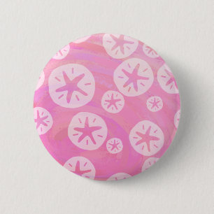 Sand Dollar White and pink 2 Inch Round Button