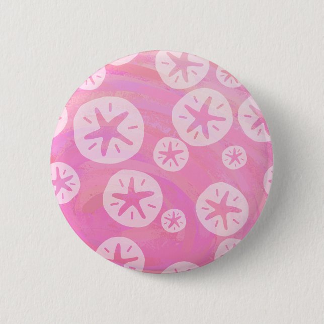 Sand Dollar White and pink 2 Inch Round Button (Front)