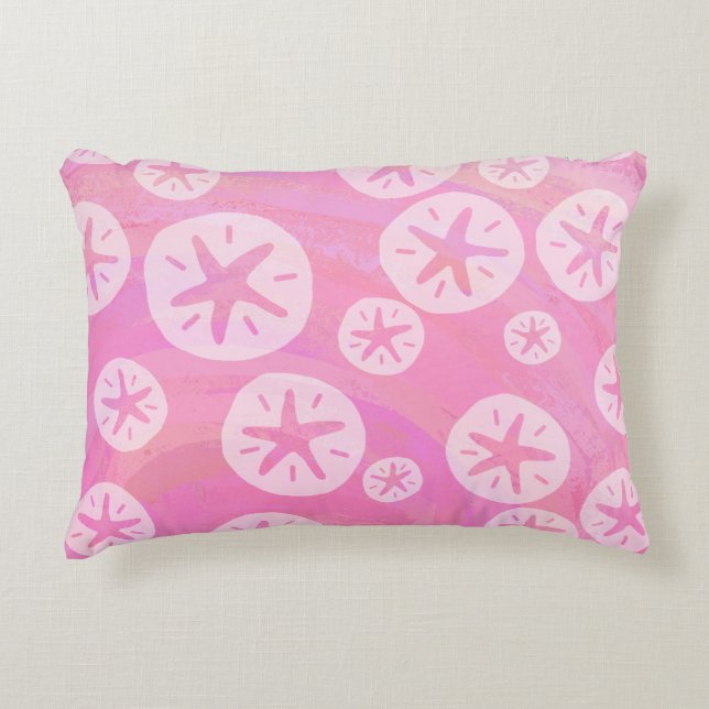 Sand Dollar White and pink Accent Pillow (Front)