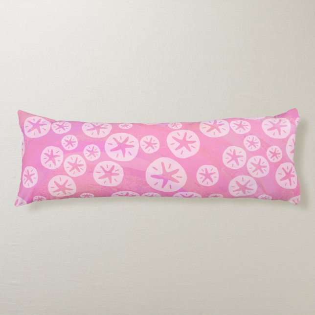 Sand Dollar White and Pink Body Pillow (Front)