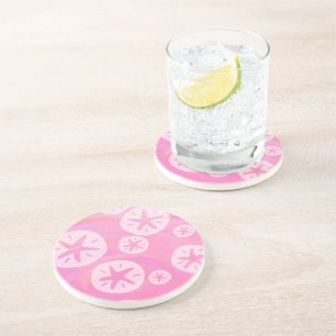Sand Dollar White and pink Coaster