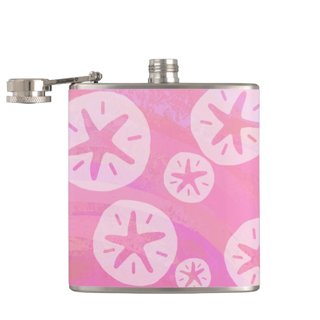 Sand Dollar White and pink Hip Flask (Opened)