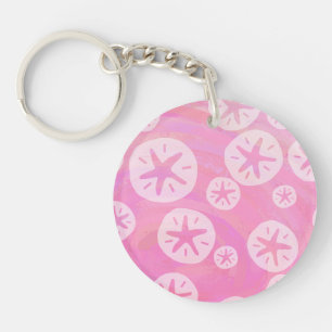 Sand Dollar White and pink Keychain