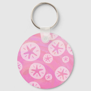 Sand Dollar White and pink Keychain