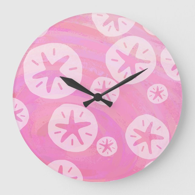 Sand Dollar White and pink Large Clock (Front)