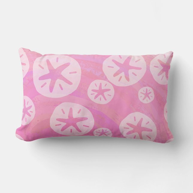 Sand Dollar White and pink Lumbar Pillow (Front)