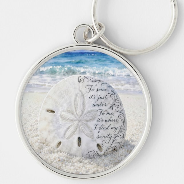 Sand Dollar with Inspirational Quote Keychain (Front)
