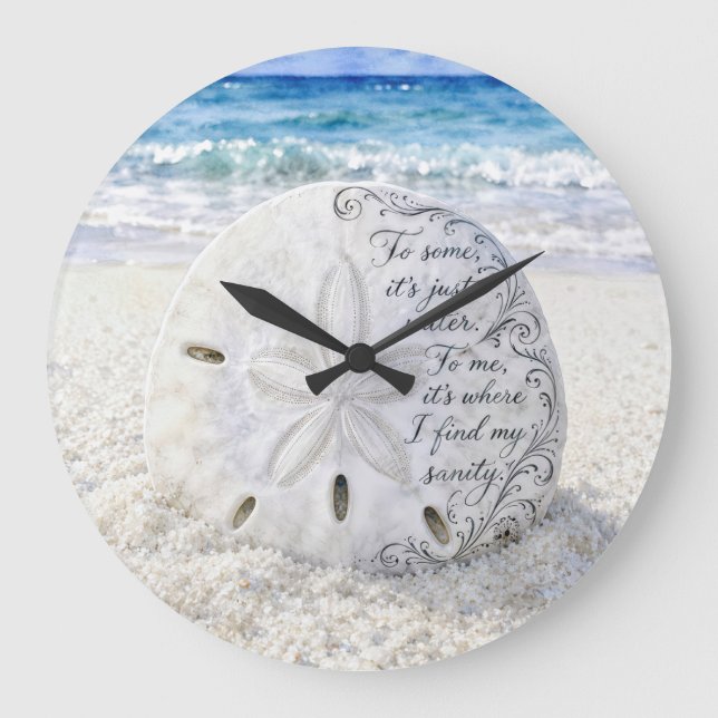 Sand Dollar with Inspirational Quote Large Clock (Front)