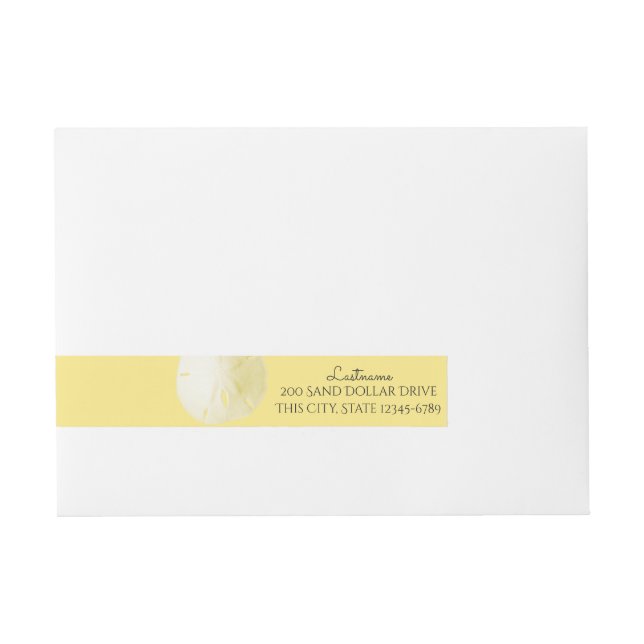 Sand Dollar Yellow Beach Wraparound Address Label (Front)