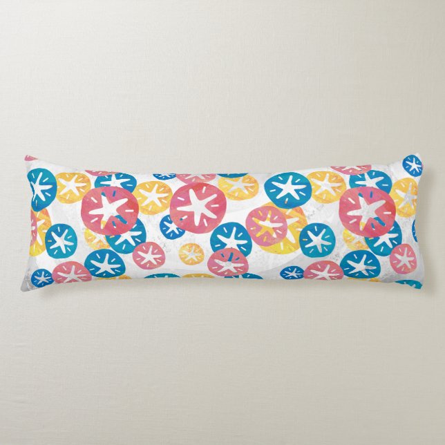 Sand Dollar Yellow Red Blue Pattern Body Pillow (Front)