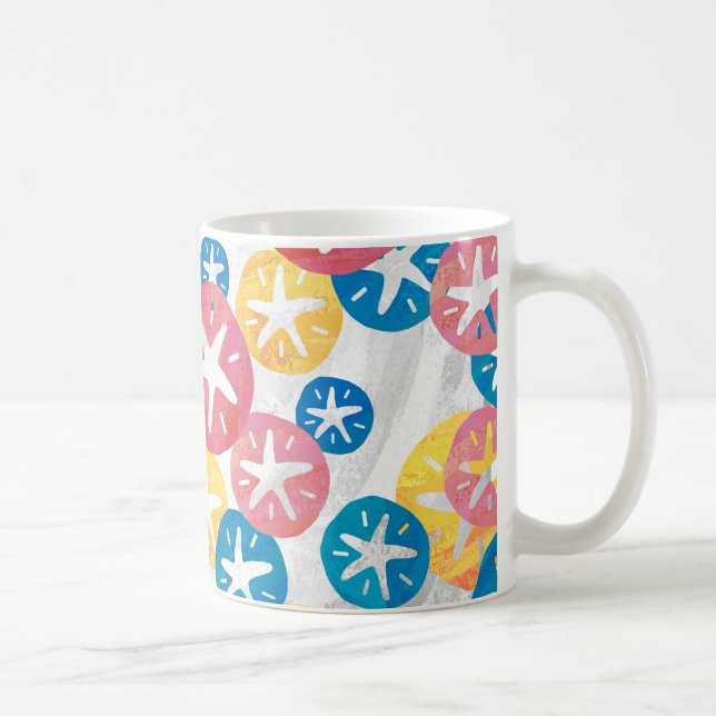 Sand Dollar Yellow Red Blue Pattern Coffee Mug (Right)