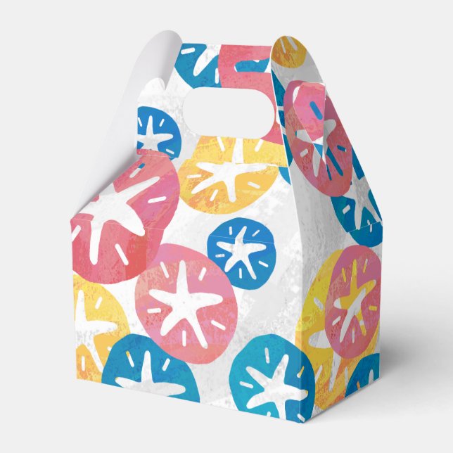 Sand Dollar Yellow Red Blue Pattern Favor Box (Front Side)