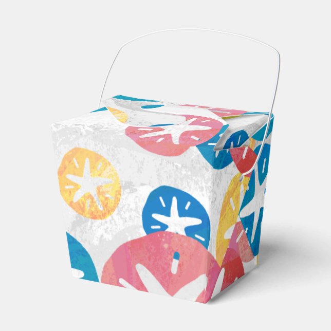 Sand Dollar Yellow Red Blue Pattern Favor Box (Front Side)