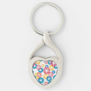 Sand Dollar Yellow Red Blue Pattern Keychain