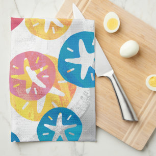 Sand Dollar Yellow Red Blue Pattern Kitchen Towel