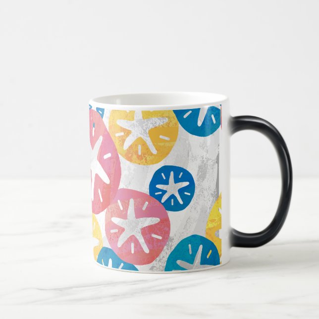 Sand Dollar Yellow Red Blue Pattern Magic Mug (Right)