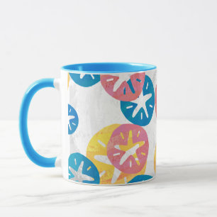 Sand Dollar Yellow Red Blue Pattern Mug