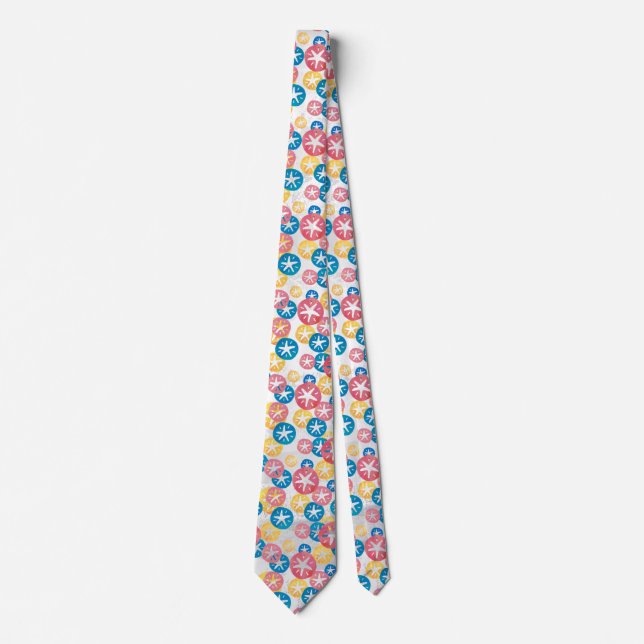Sand Dollar Yellow Red Blue Pattern Tie (Front)