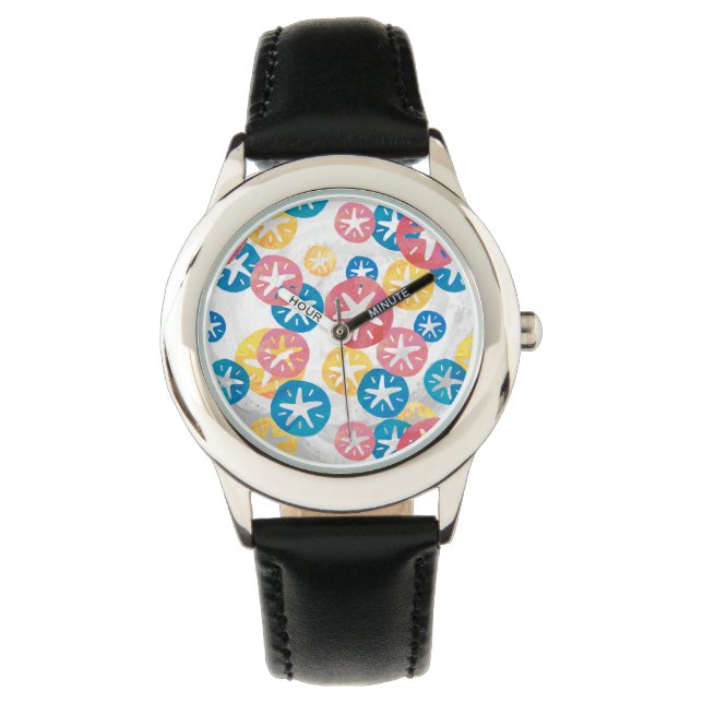 Sand Dollar Yellow Red Blue Pattern Watch (Front)