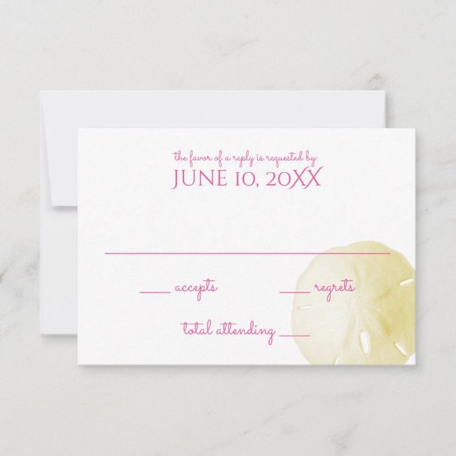 Sand Dollar Yellow Wedding RSVP Card (Front)
