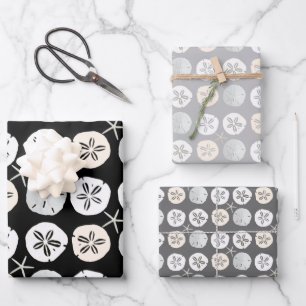 Sand Dollars Black and Gray Pattern Wrapping Paper Sheet